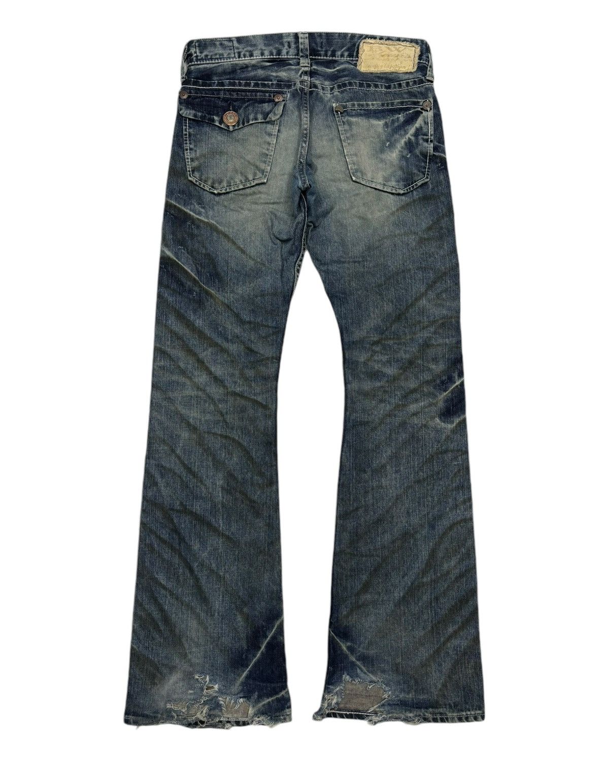Hysteric Glamour 🔥HYSTERIC GLAMOUR STYLE BLUE WAY WHISKER FLARED JEANS RIP Size US 32 / EU 48 - 9 Thumbnail