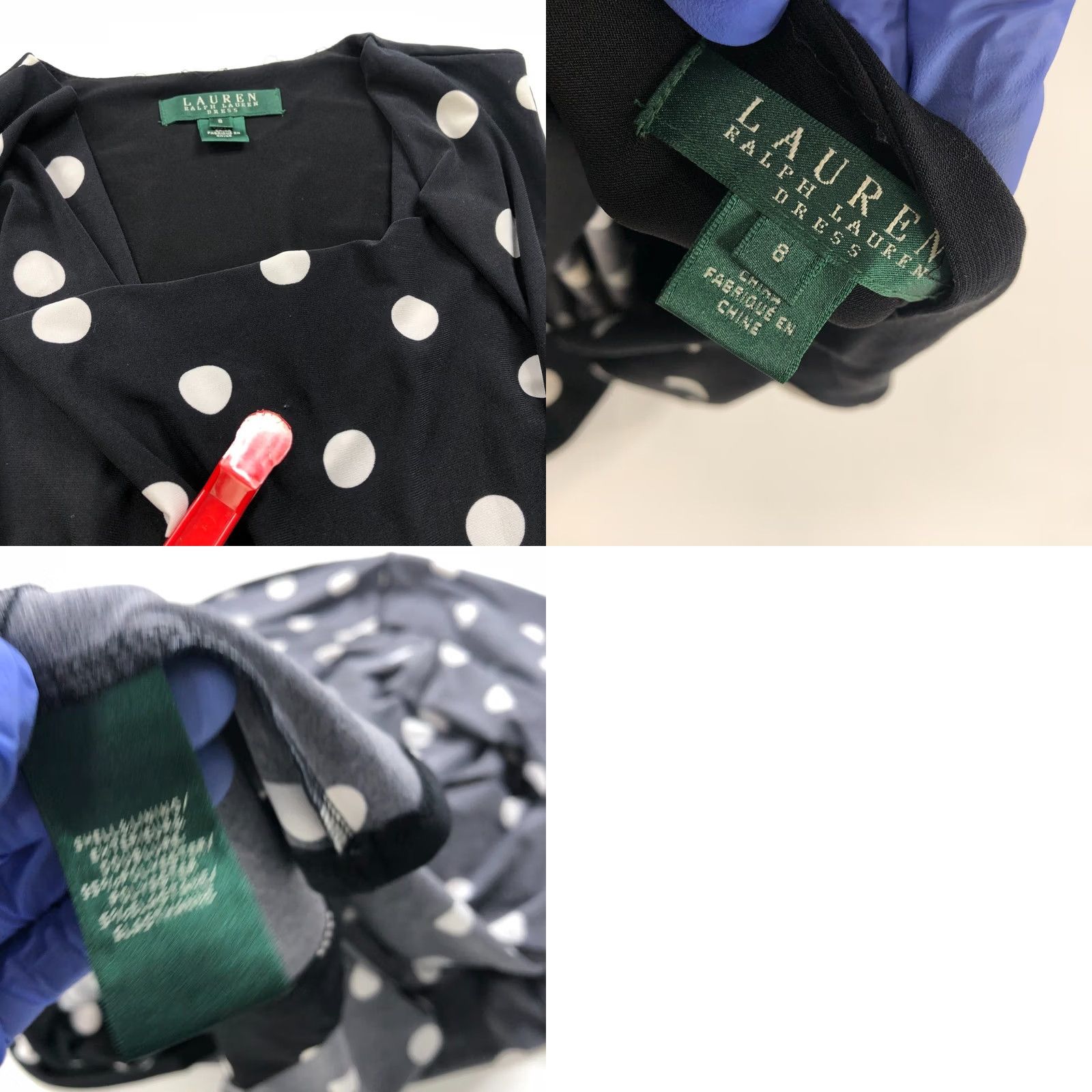 Ralph Lauren Lauren Ralph Lauren A-Line Dress Women 8 Black Polka Dot Sleeveless Knee Length Casual Pullover Knit Polyester Spandex Size M / US 6-8 / IT 42-44 - 9 Thumbnail