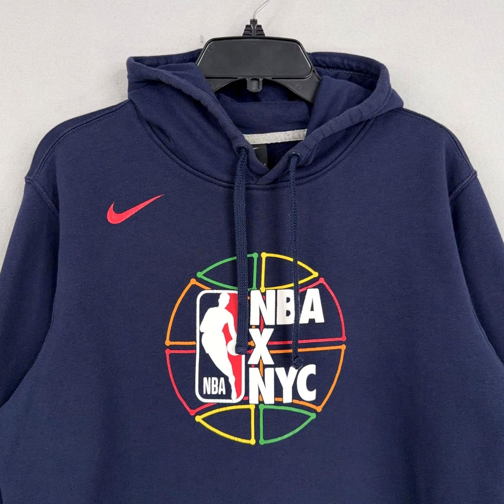 Nike Nike NBA NYC Hoodie Mens Large Navy Blue Fleece Pullover Basketball Club Swoosh Logo Pouch Pocket Size US L / EU 52-54 / 3 - 2 Thumbnail