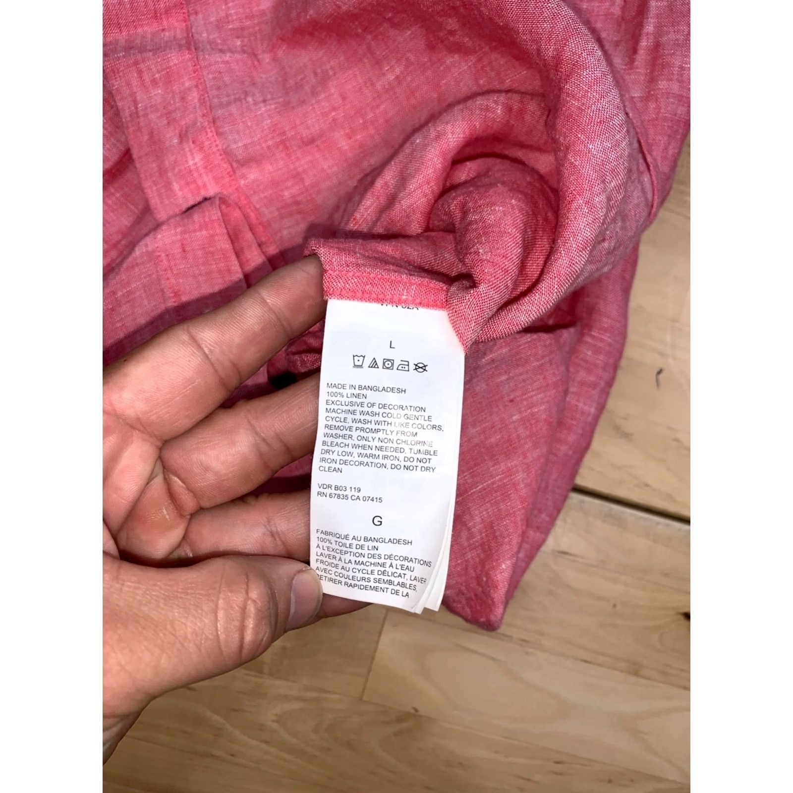 Nautica Nautica Button-Up Shirt Men L Linen Pink Coral Long Sleeve Casual 13328 Size US L / EU 52-54 / 3 - 6 Thumbnail