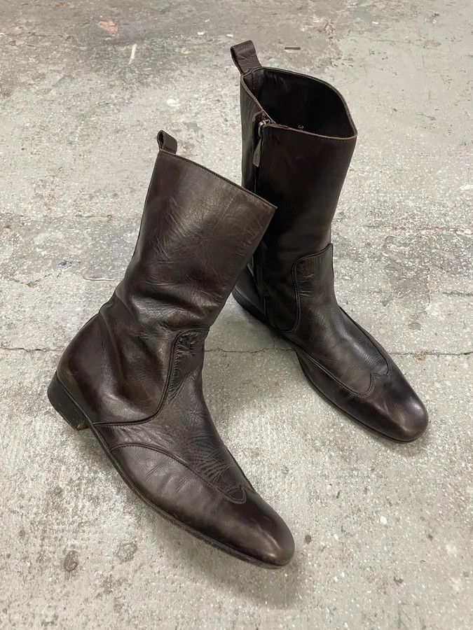 Saint Laurent Paris 1990s Yves Saint Laurent Rive Gauche Black Leather Ankle Boots Size US 7 / EU 40 - 4 Thumbnail