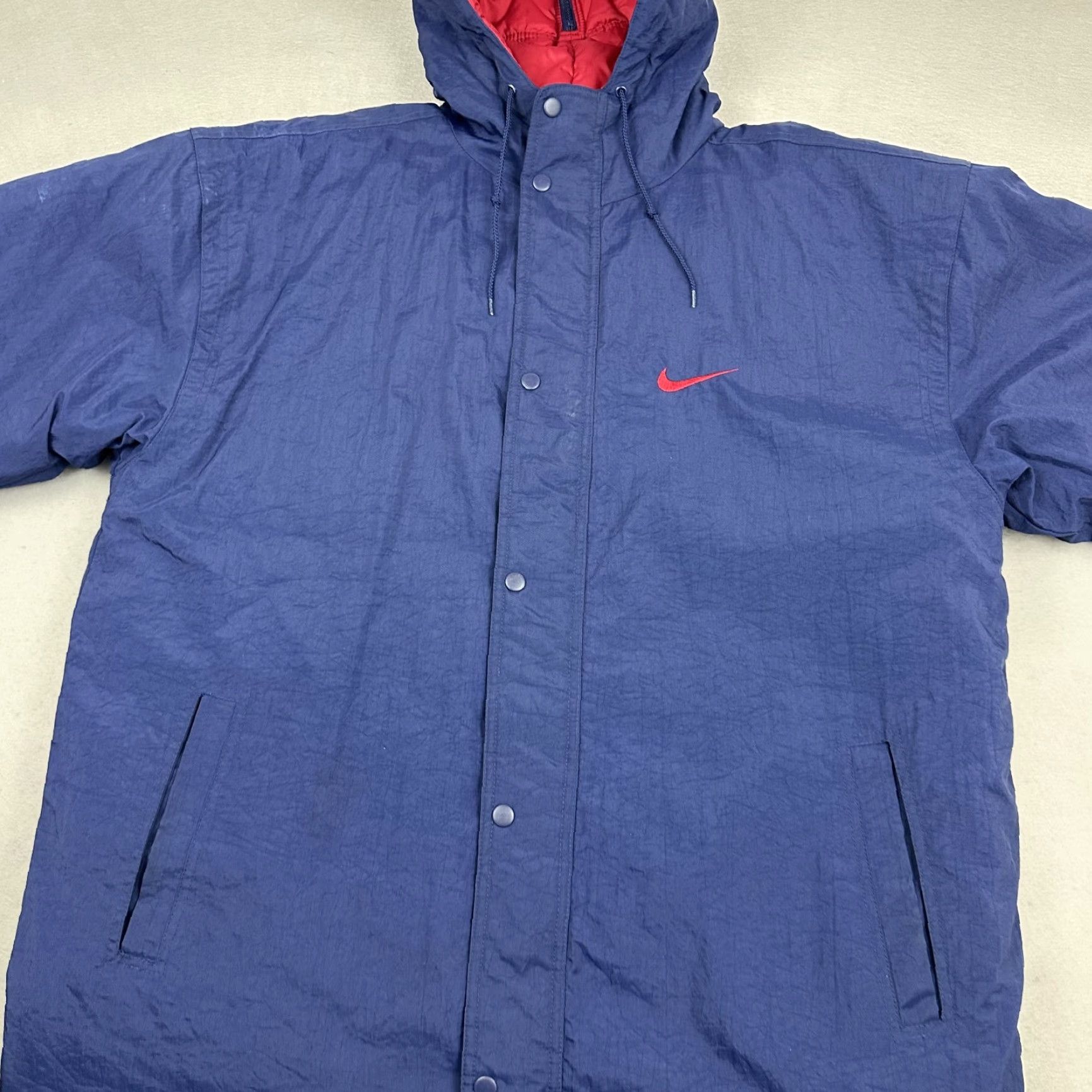 Nike VINTAGE Nike Jacket Men M Blue Solid Hooded Parka 90s Stadium Trench Coat Size US M / EU 48-50 / 2 - 3 Thumbnail