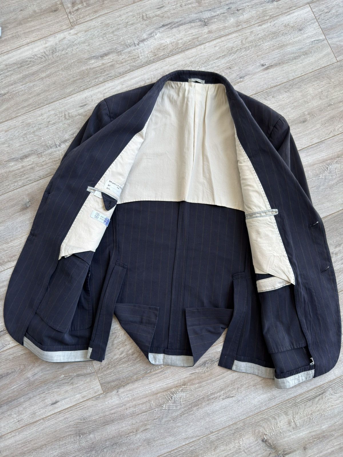 Brunello Cucinelli Brunello Cucinelli Pinstripe Cotton Cashmere Blazer Size 44R - 10 Thumbnail