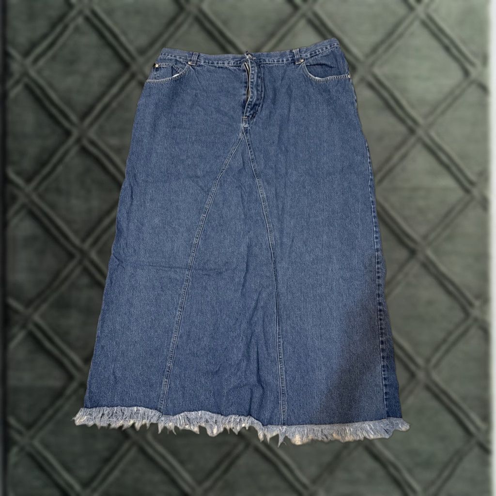 Vintage Quiz Maxi Skirt Women Long Skirt Size 20 Plus Dark Wash Blue Filament 20 Womens Size 42" / US 20 - 1 Thumbnail