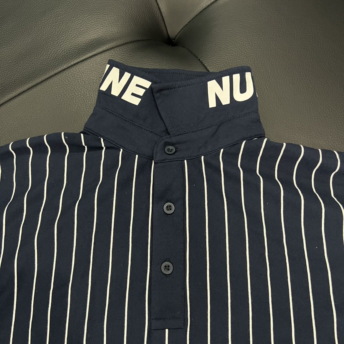 Number (N)ine Number (N)ine Striped Rubber Print Collar Polo Shirt Size US S / EU 44-46 / 1 - 3 Thumbnail