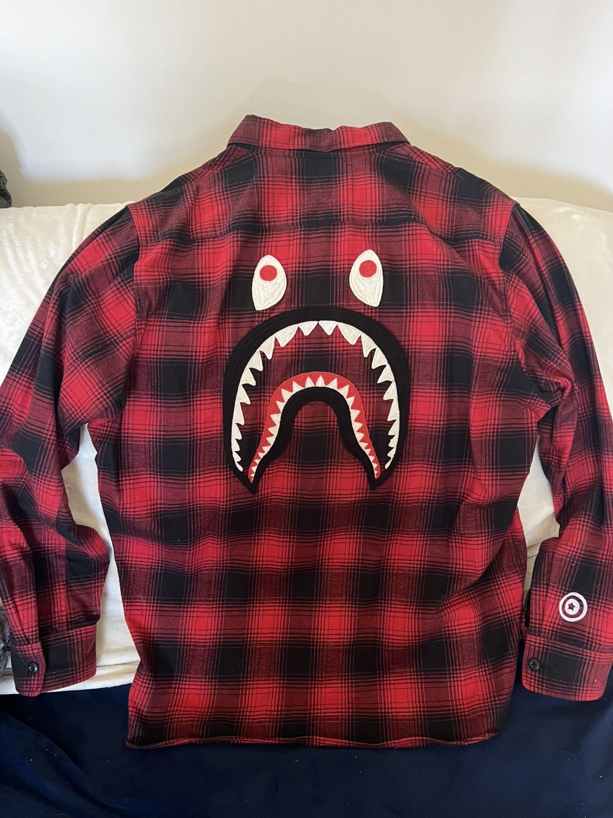Bape BAPE Check Shark Relaxed Fit Flannel Shirt Size US XL / EU 56 / 4 - 1 Thumbnail