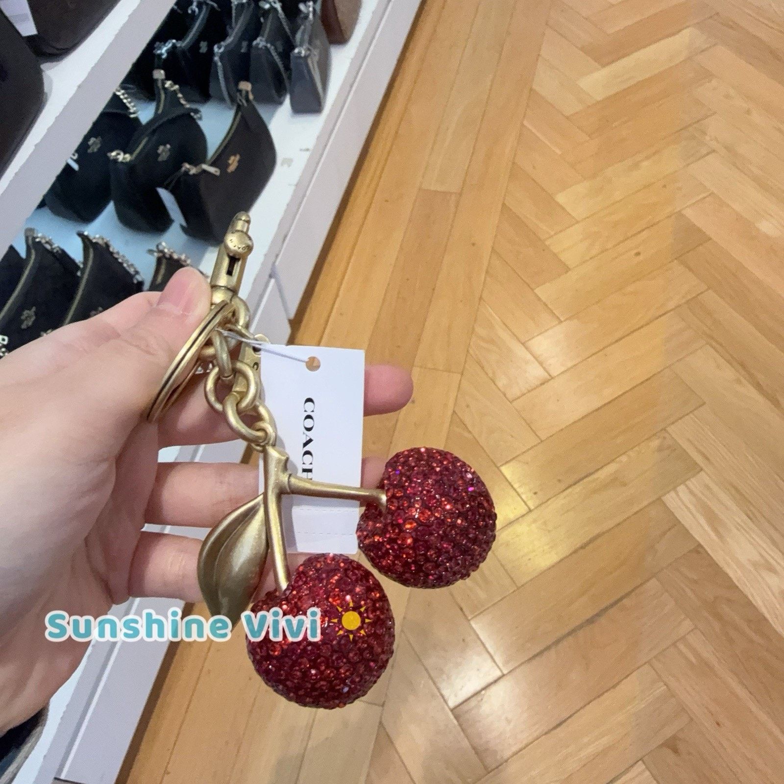 Coach NWT Coach Crystal Cherry Bag Charm Keychain CCD32 Brass /Red Size ONE SIZE - 1 Thumbnail