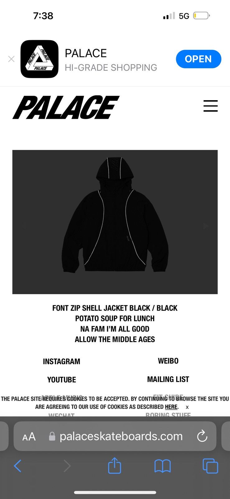 Palace Palace Font Zip Shell Jacket RARE! | Grailed