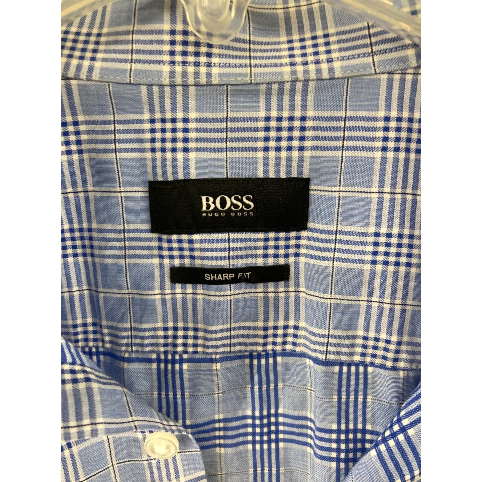 Hugo Boss VINTAGE Boss Hugo Boss Mens Shirt 16 Blue Plaid Long Sleeve Preppy Size US L / EU 52-54 / 3 - 5 Thumbnail