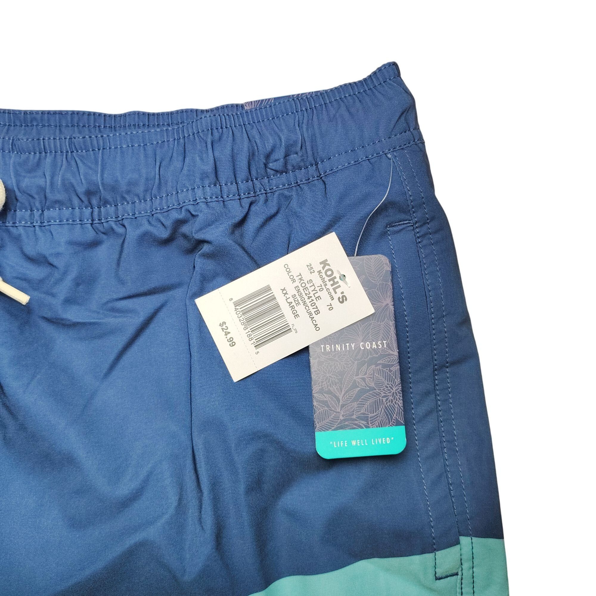 Other Trinity Coast Mens XXL Blue and Aqua Color Block Swim Trunks Size US 44 / EU 60 - 5 Thumbnail