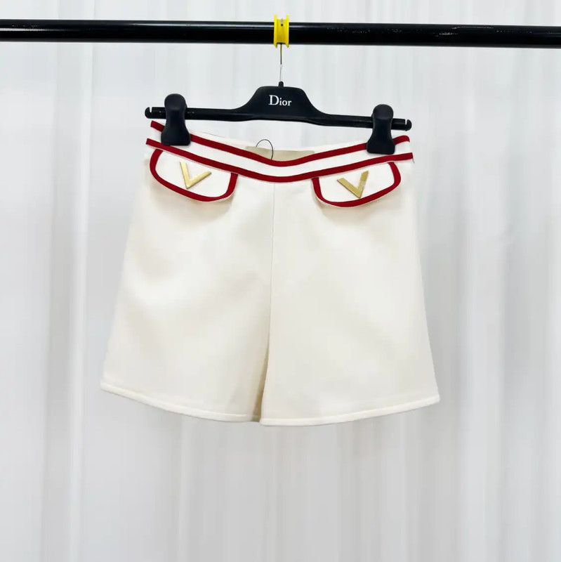 Valentino Valentino Summer White Wool Logo Shorts 0089 Size 27" / US 4 / IT 40 - 1 Thumbnail