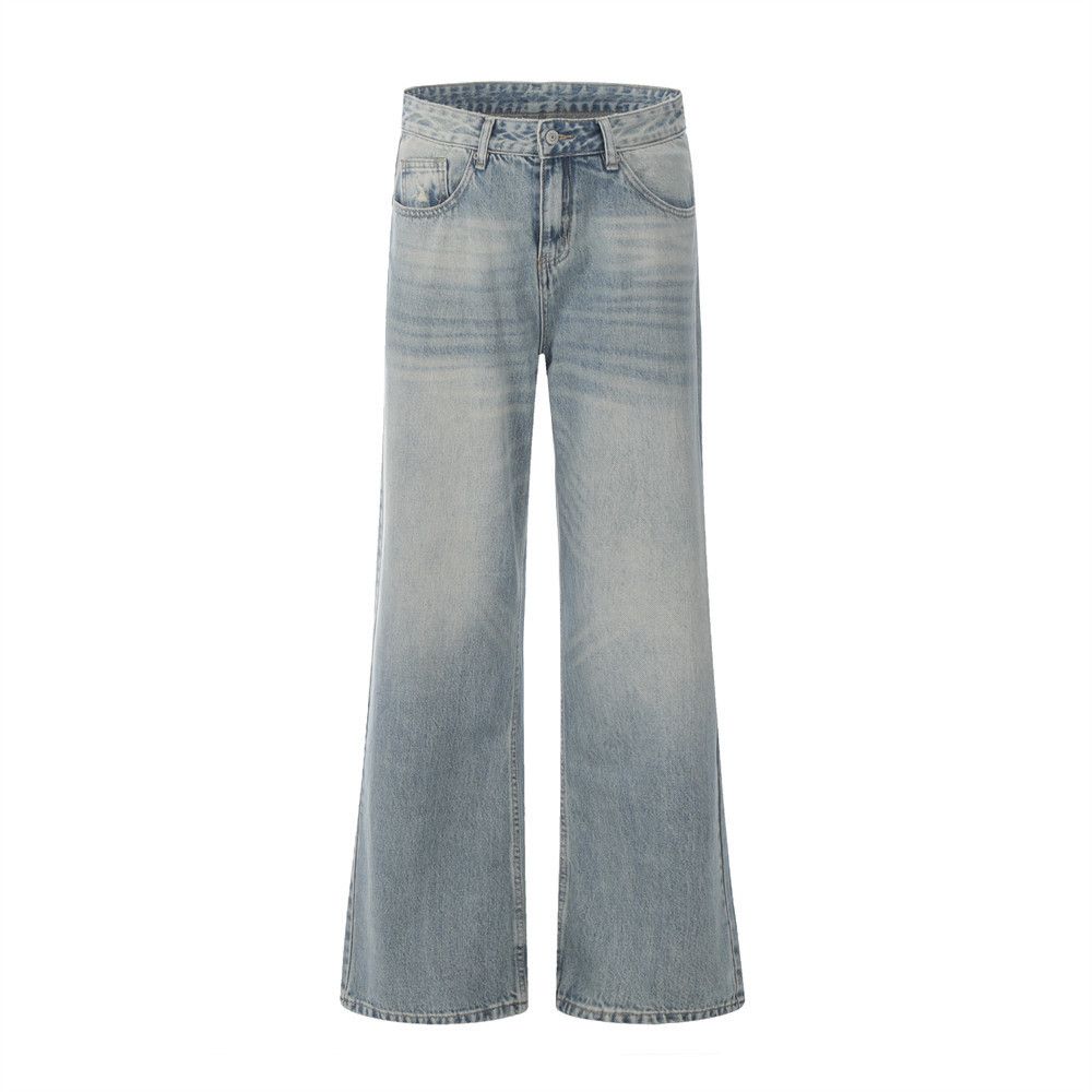American men's street hip-hop trendy washed flared jeans