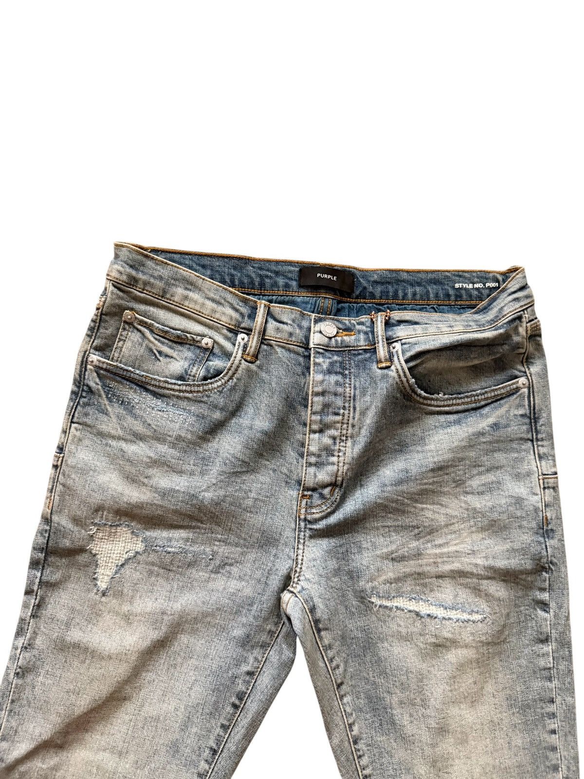 Purple Brand Purple Brand Jeans Mens Slashed Skinny Blue P001 Size 34/32 Size US 34 / EU 50 - 4 Thumbnail