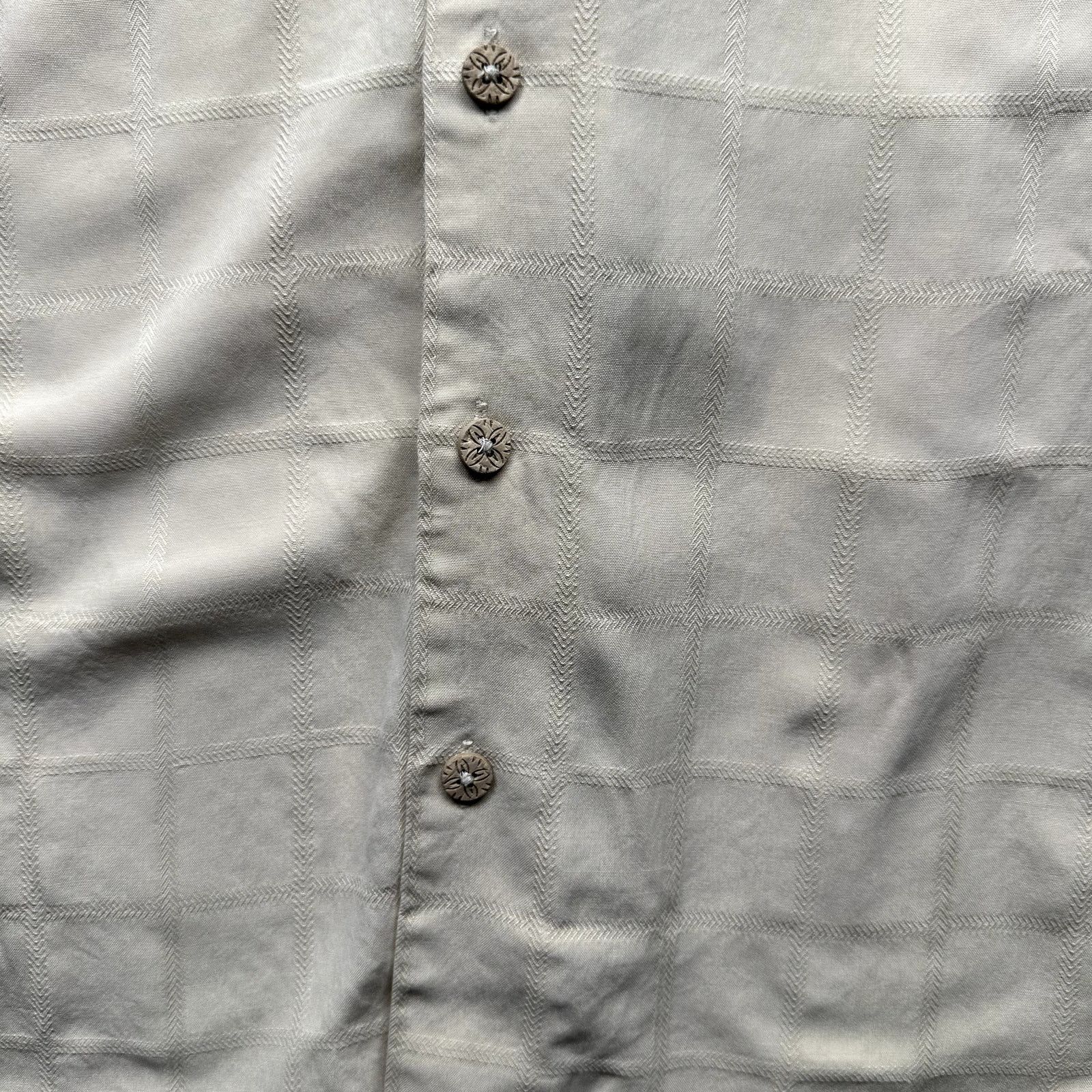 Tommy Bahama Tommy Bahama 100% Silk Textured Grid Shirt Men 2XLT Yellow Size US XXL / EU 58 / 5 - 6 Thumbnail