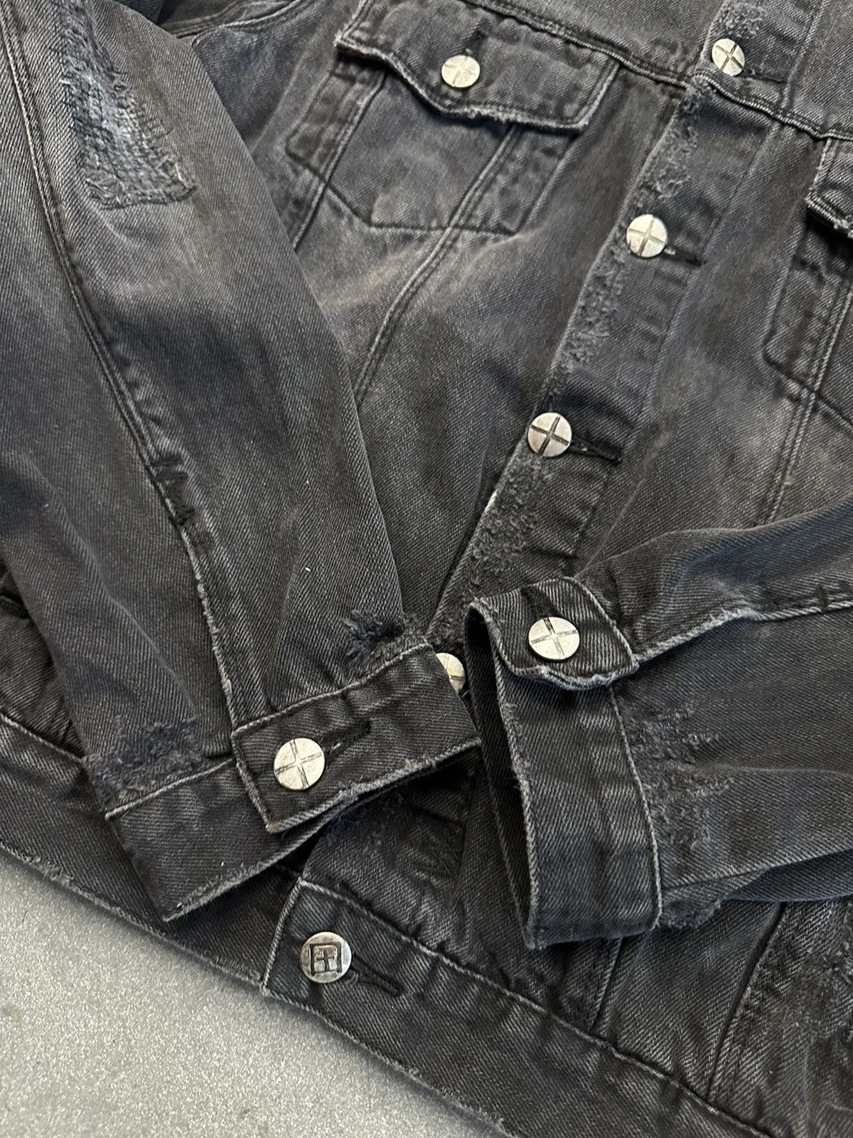 Ksubi Ksubi Classic Distressed Sketchy Black Denim Jacket Size US M / EU 48-50 / 2 - 6 Thumbnail