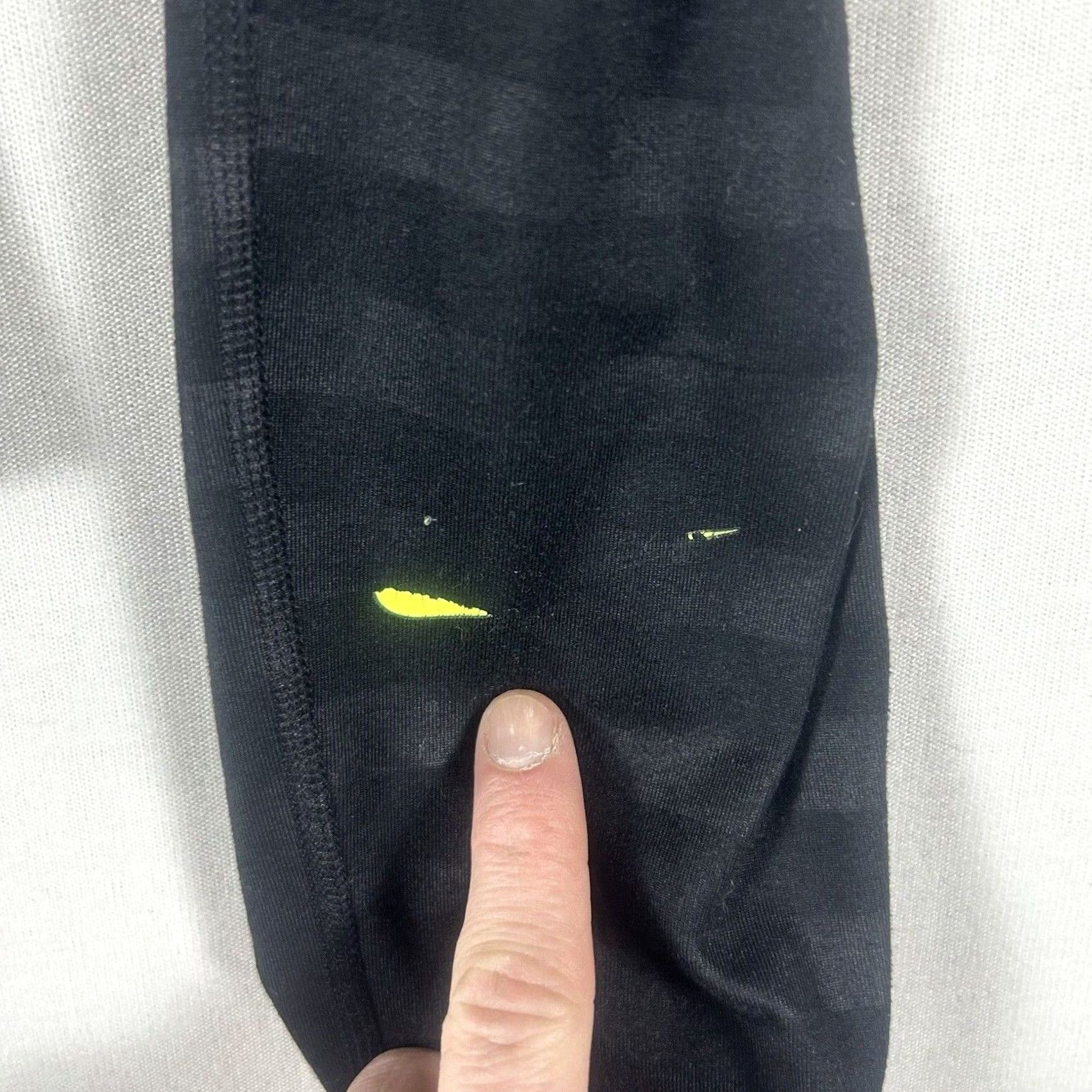 Nike Nike Pro Compression Pants Women S Black Neon Yellow Band Run Gym Athletic Size 28" / US 6 / IT 42 - 2 Thumbnail