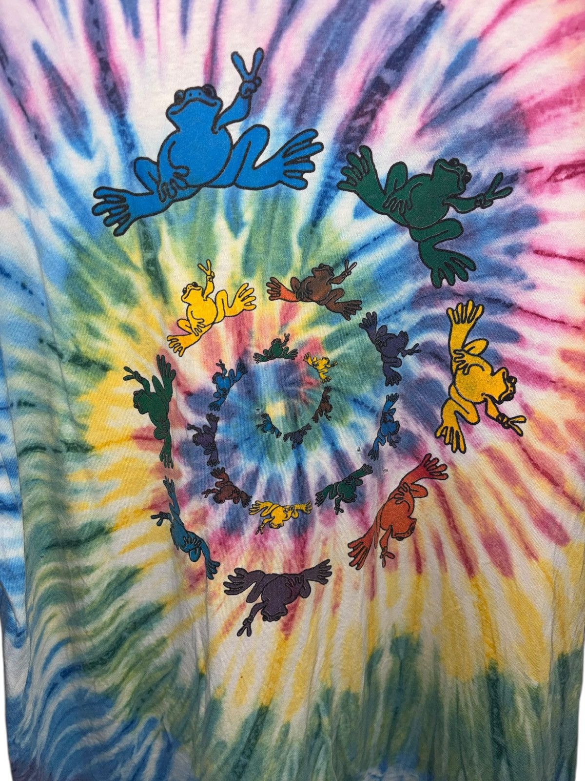 Vintage Vintage 90's Tie-Dye Peace Frog T-Shirt Size US XL / EU 56 / 4 - 2 Thumbnail