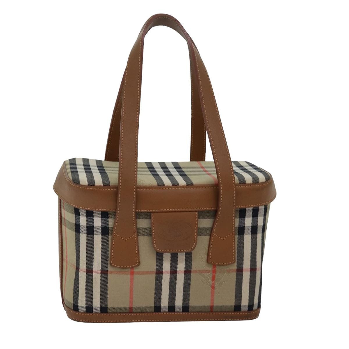 Burberry BURBERRY Nova Check Hand Bag Coated Canvas Beige 
