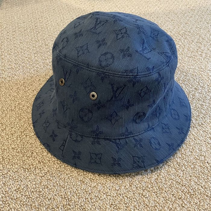 Louis Vuitton Monogram Denim Reversible Bucket Hat M Blue