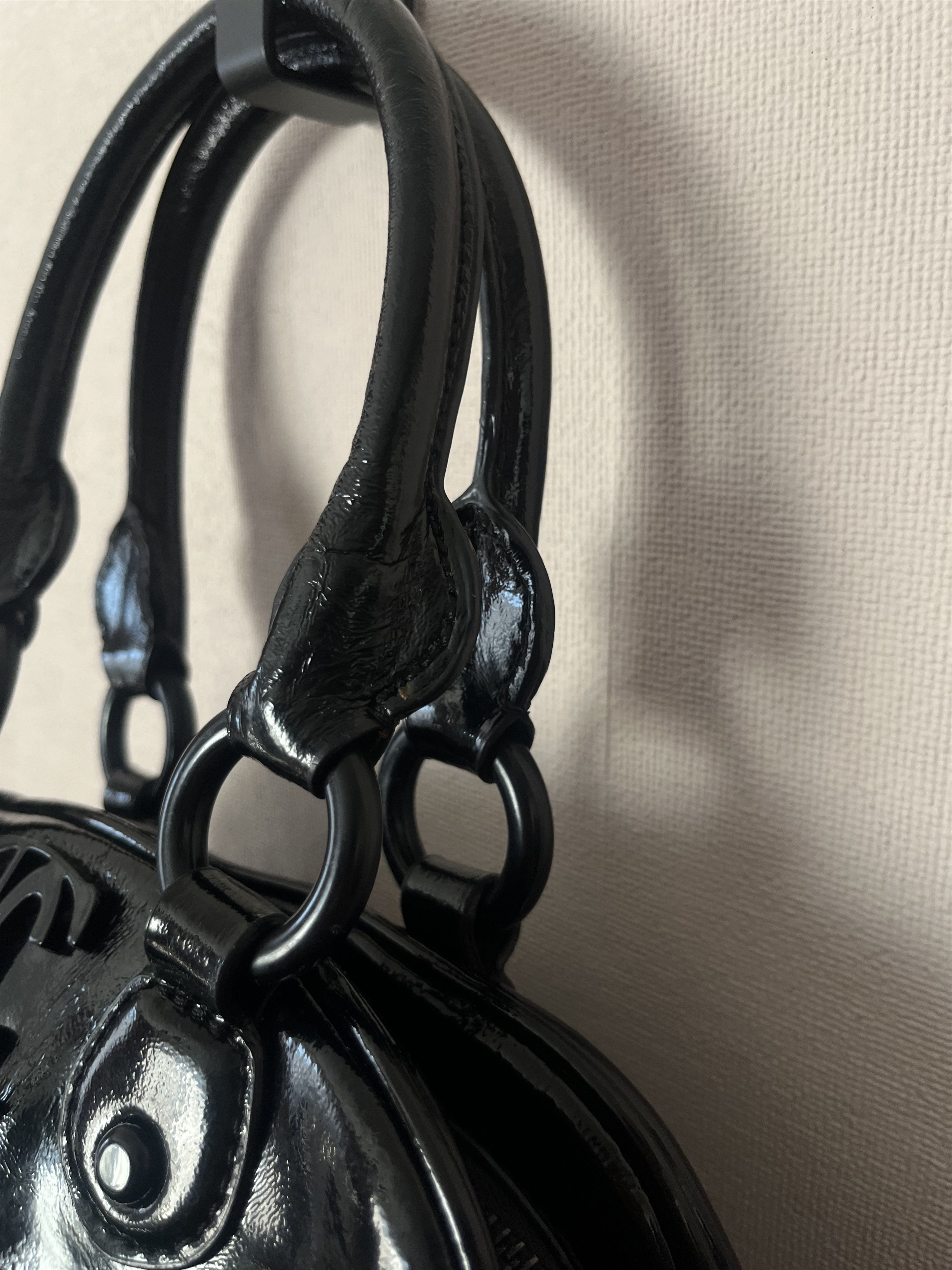 Just Cavalli Just Cavalli Black Patent Leather Satchel Bag Top Handle Size ONE SIZE - 13 Thumbnail