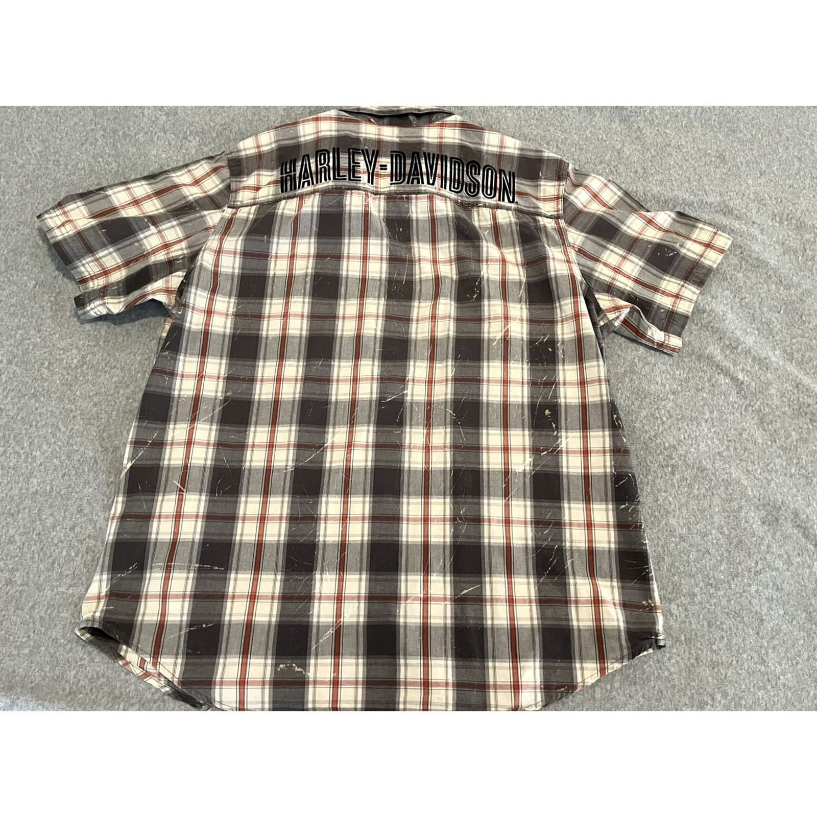 Harley Davidson Harley-Davidson Short Sleeve Plaid Shirt Mens XL Embroidered Cotton Button-Up Size US XL / EU 56 / 4 - 4 Thumbnail