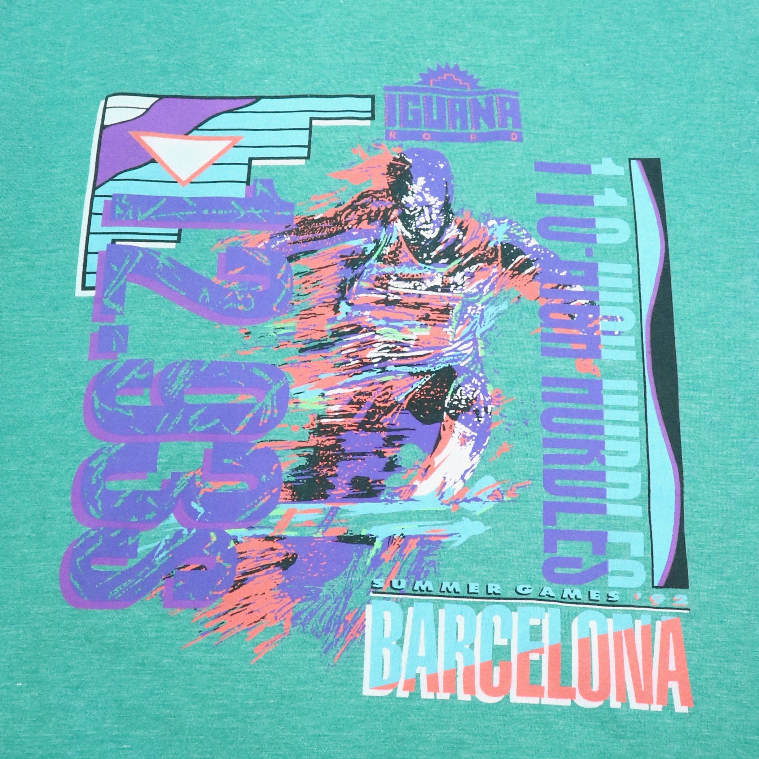 Vintage vintage 1993 Iguana Sport Barcelona Tshirt Size US XL / EU 56 / 4 - 4 Thumbnail