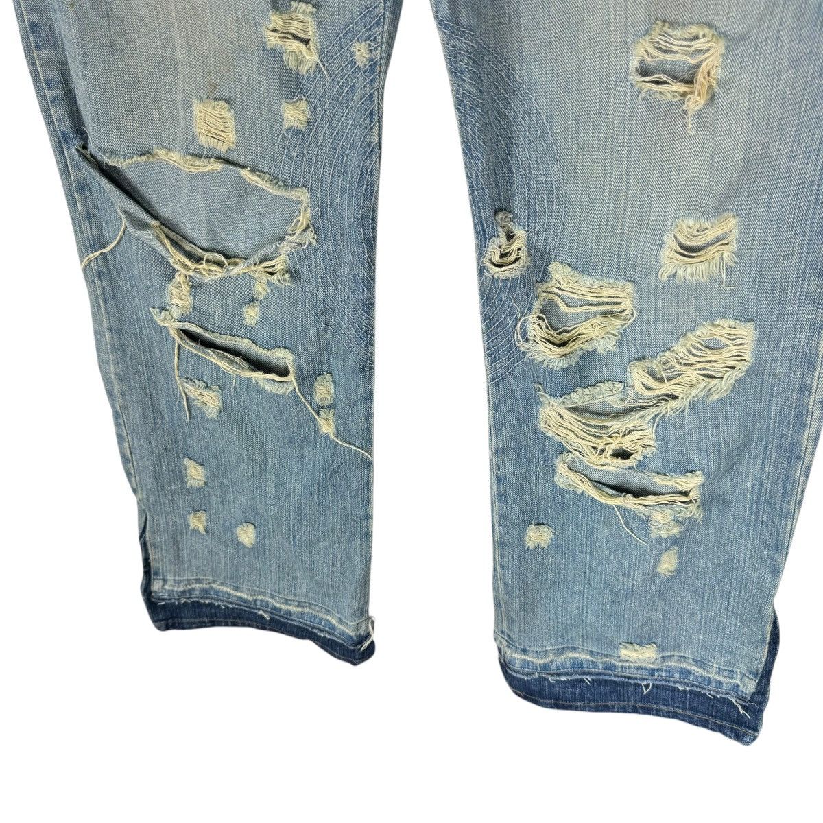 Designer × Japan Blue Jeans × Japanese Brand 🌟TTU JAPAN SHOT GUN DENIM DISTRESSED PANTS Size US 34 / EU 50 - 4 Thumbnail