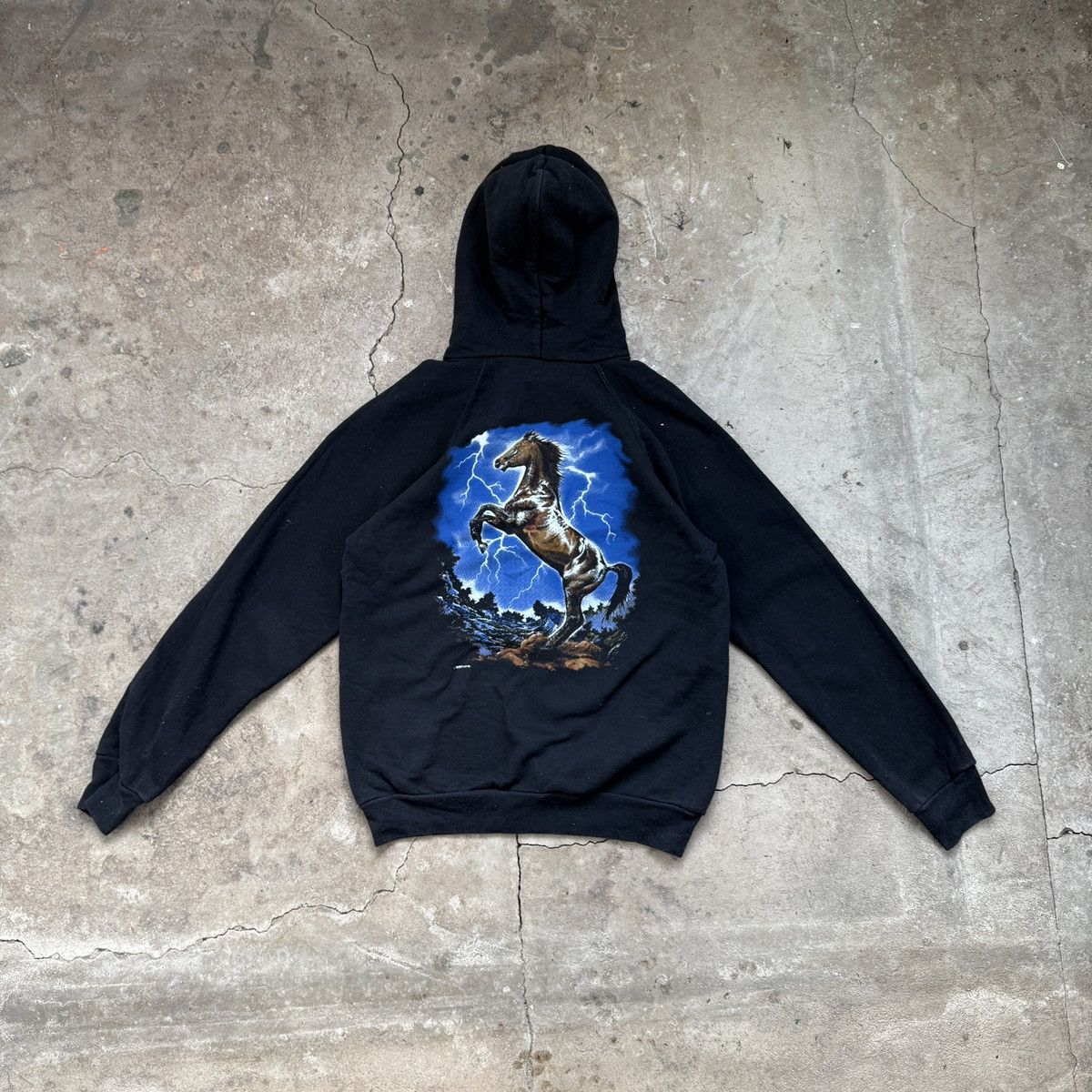 Vintage Vintage 00's Screen Stars Horse Lighting Art Hoodie Size S / US 4 / IT 40 - 1 Thumbnail