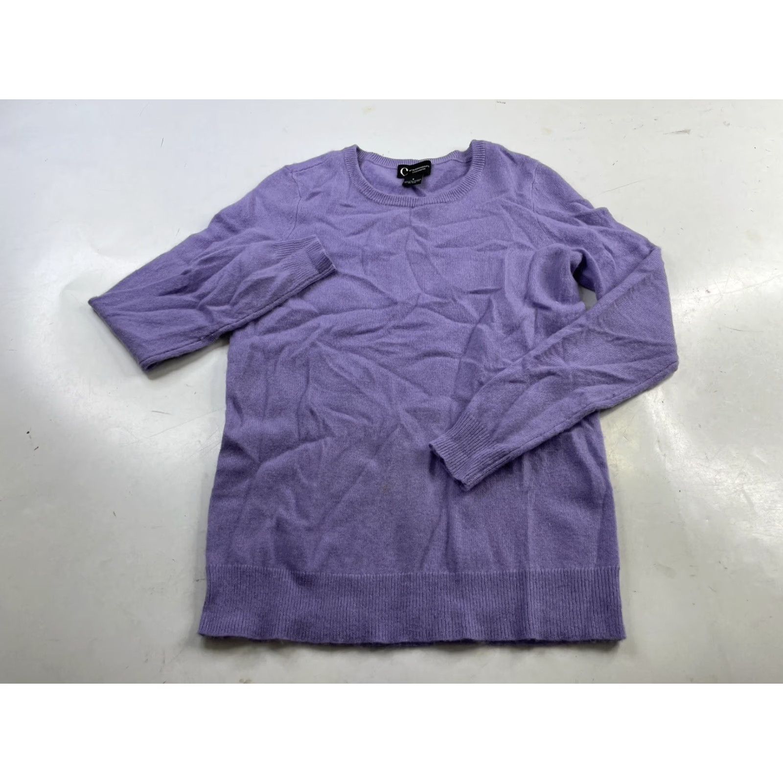 Bloomingdale's C by Bloomingdales 100% Cashmere Purple Crewneck Sweater Size S Women Pullover Knit Long Sleeve Regular Crew Neck Vintage: No Size S / US 4 / IT 40 - 2 Thumbnail