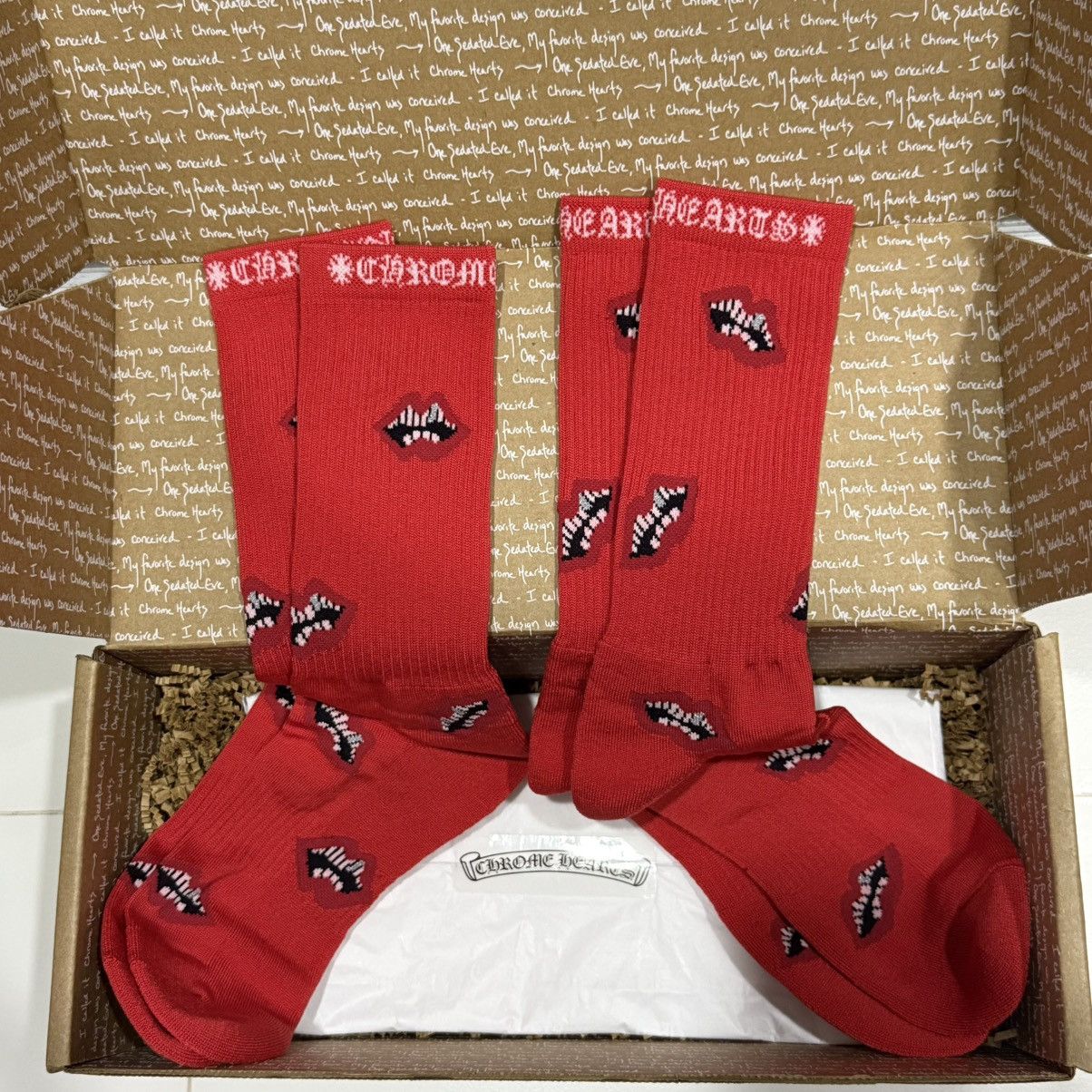 Chrome Hearts Chrome hearts pink chomper socks | Grailed