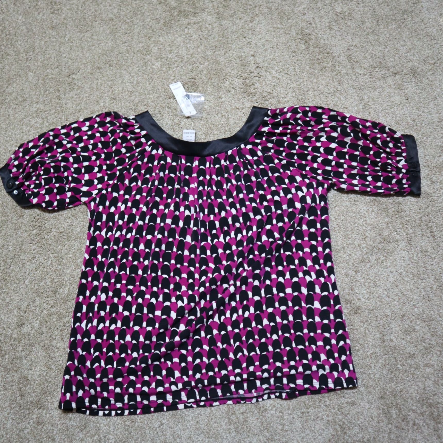 Worthington Worthington Shirt Blouse Women M Purple Boho Short Sleeve 70s? No – just Purple. Hmm. Size M / US 6-8 / IT 42-44 - 7 Thumbnail