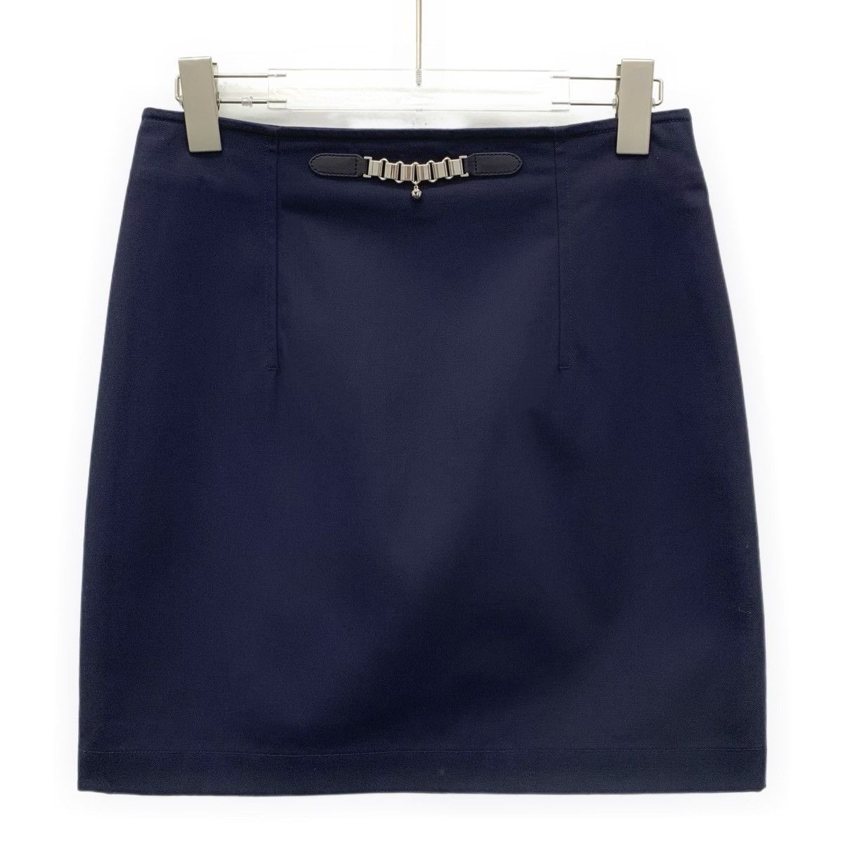 Hermes Hermes, Dark Blue Bell Chain Cotton Casual Mini Skirt K26WX Size 25" / US 0 / IT 36 - 1 Thumbnail