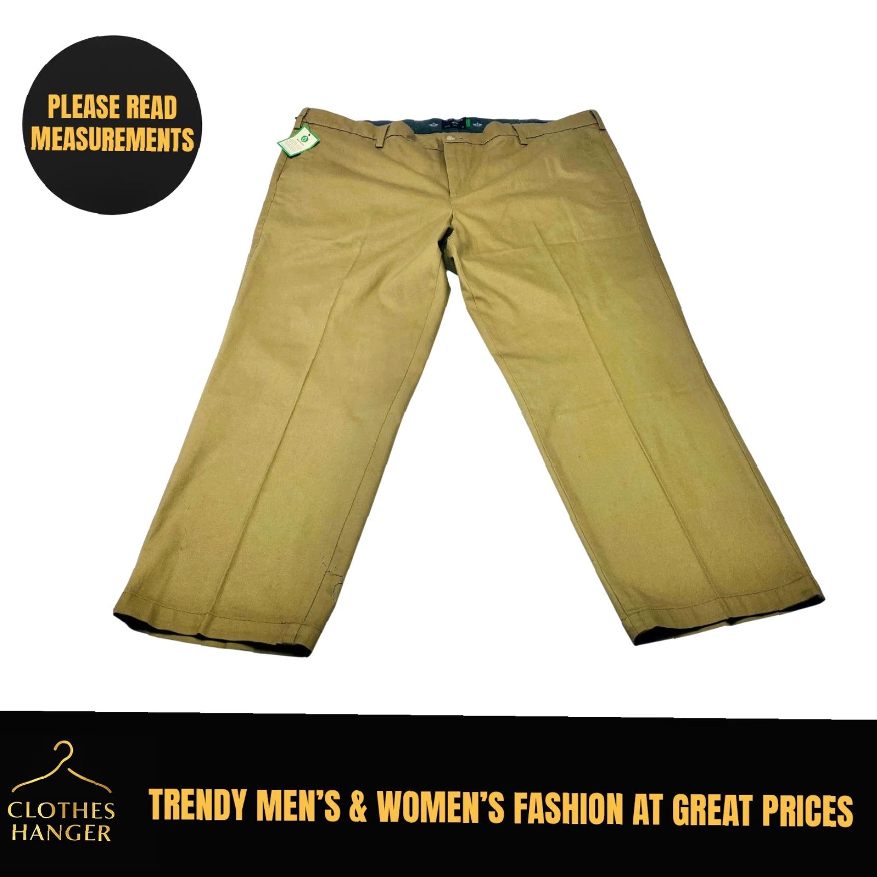 Dockers DOCKERS Signature Pants Men’s 44x30 Khaki Straight Fit No Iron Flex Comfort Wrinkle Resistant Easy Care Pockets Cotton Spandex City Preppy 90s Mens Size US 44 / EU 60 - 2 Thumbnail