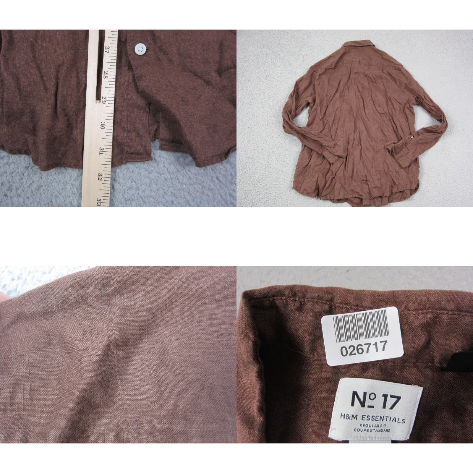 H&M H&M Shirt Adult Large Brown Linen Button-Up Mens Casual 90s Preppy Regular Fit Shut Up Size US L / EU 52-54 / 3 - 8 Thumbnail