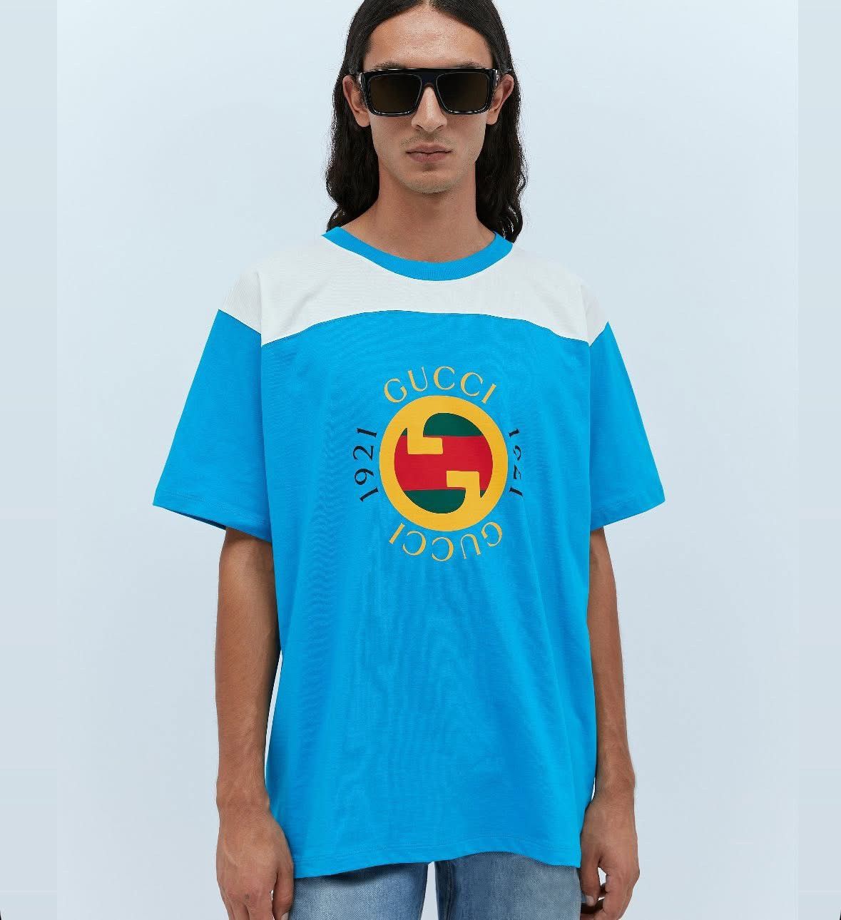 Gucci Gucci Blue Interlock 1921 Logo Tee - Size 3XL Size US XXL / EU 58 / 5 - 4 Thumbnail