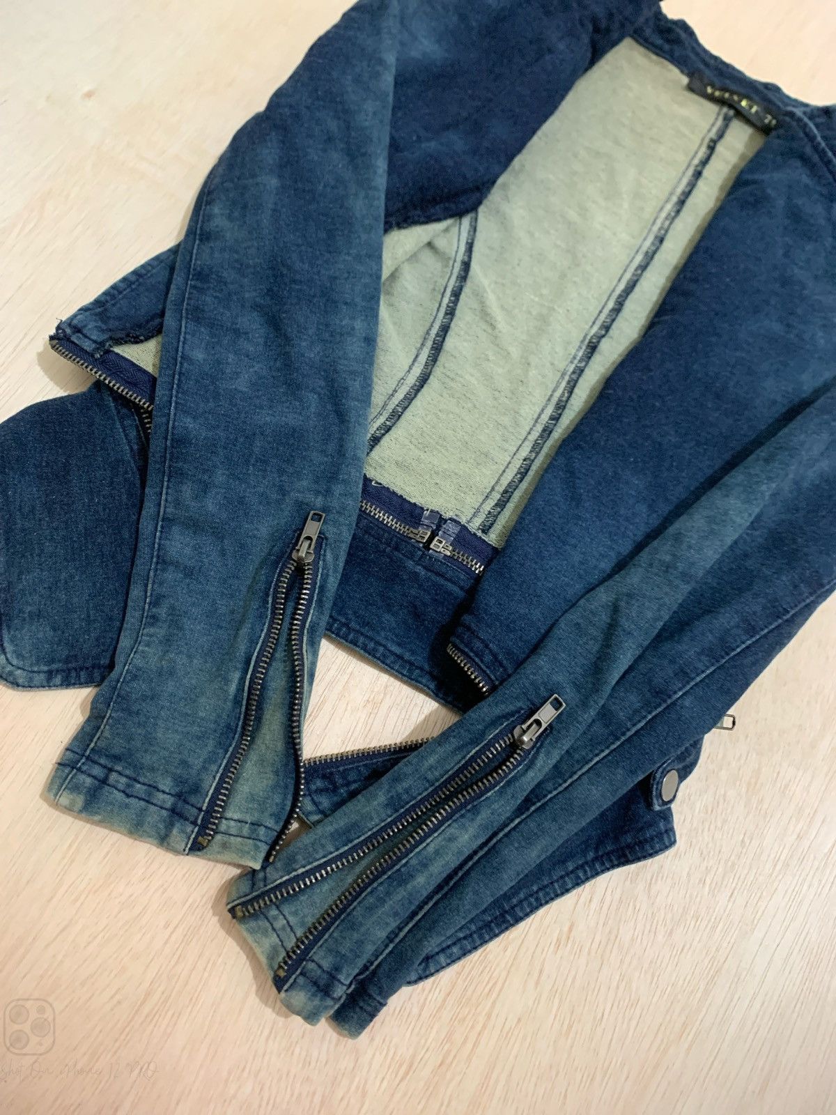 14th Addiction 14th Addiction Velvet Multi Zipper Lgb style Denim Jacket Size S / US 4 / IT 40 - 6 Thumbnail