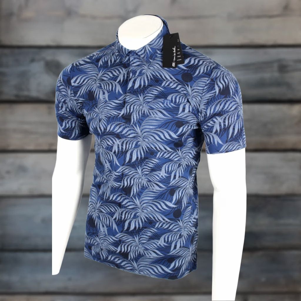 TravisMathew Travis Mathews Men's Mountain Down Golf Polo Short Sleeve Shirt S Small Blue Size US S / EU 44-46 / 1 - 1 Thumbnail