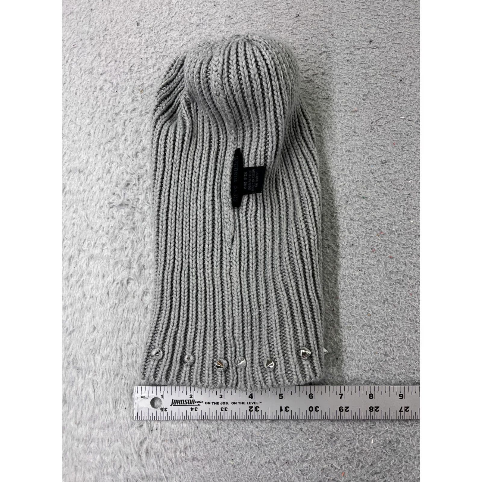 Steve Madden Steve Madden Beanie Toque Womens OS Gray Silver Spike Knit 100% Acrylic Pom Ski Size ONE SIZE - 6 Thumbnail