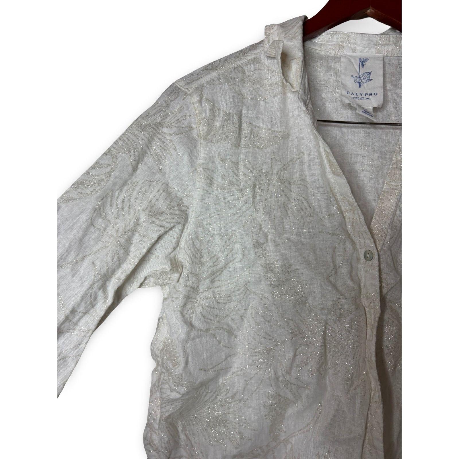 Calypso St Barth Calypso St. Barth white 100% linen button down shirt M Size M / US 6-8 / IT 42-44 - 3 Thumbnail