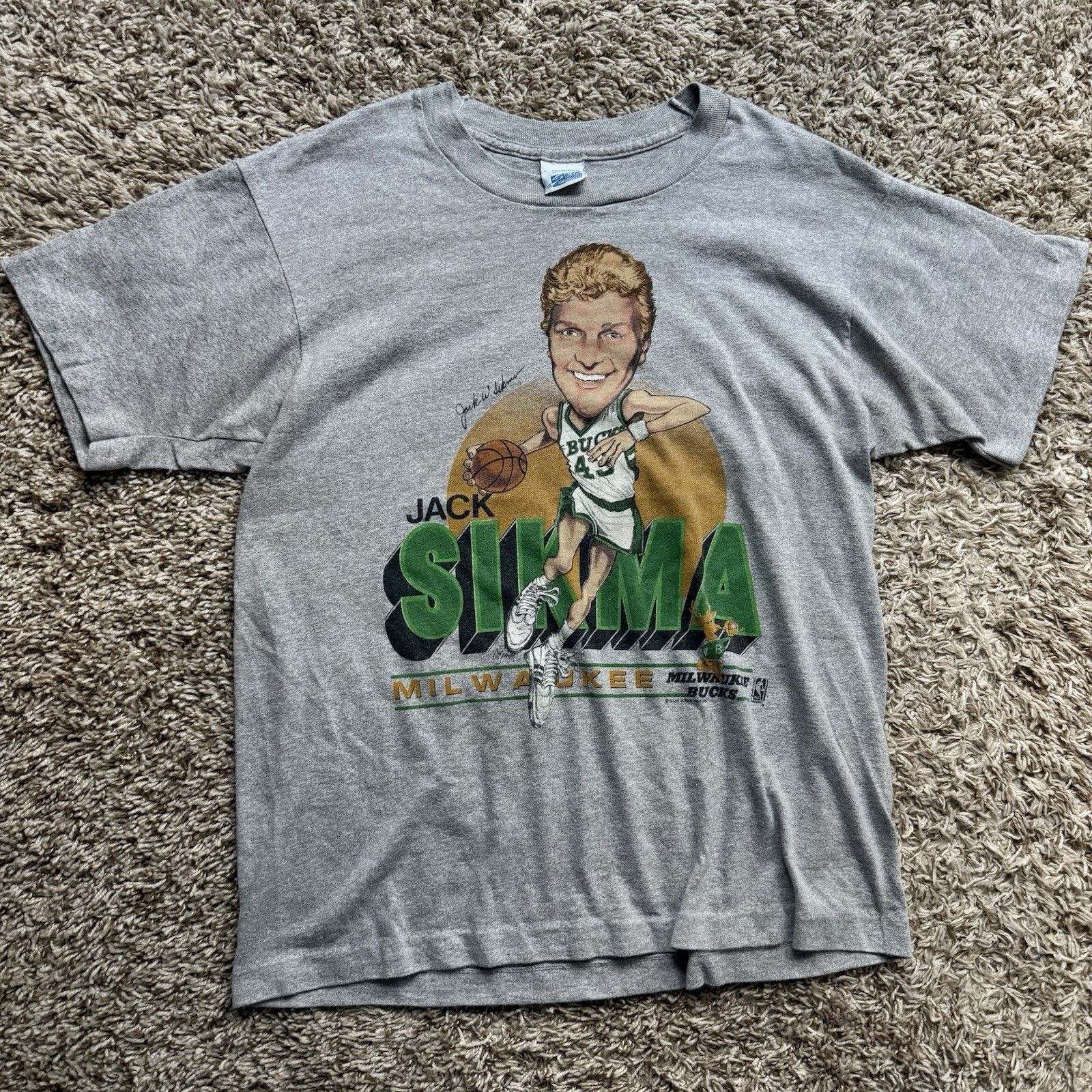 NBA × Salem Sportswear × Vintage Vintage Jack Sikma Milwaukee Bucks Caricature T-Shirt Salem Size US S / EU 44-46 / 1 - 2 Thumbnail