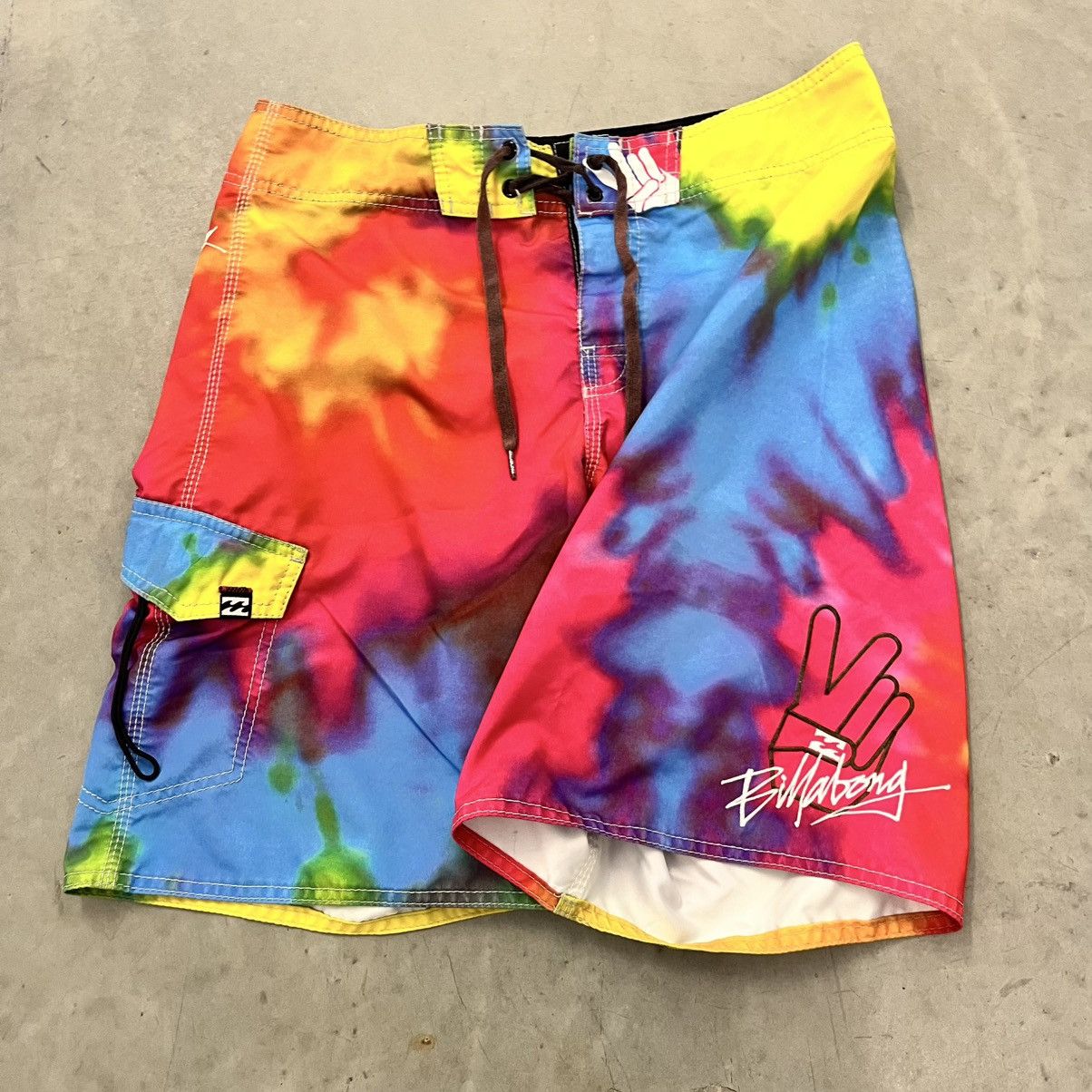Billabong × Designer Vintage Y2K Billabong Tie Dye Swim Trunks Board Shorts 33" Size US 33 - 4 Thumbnail