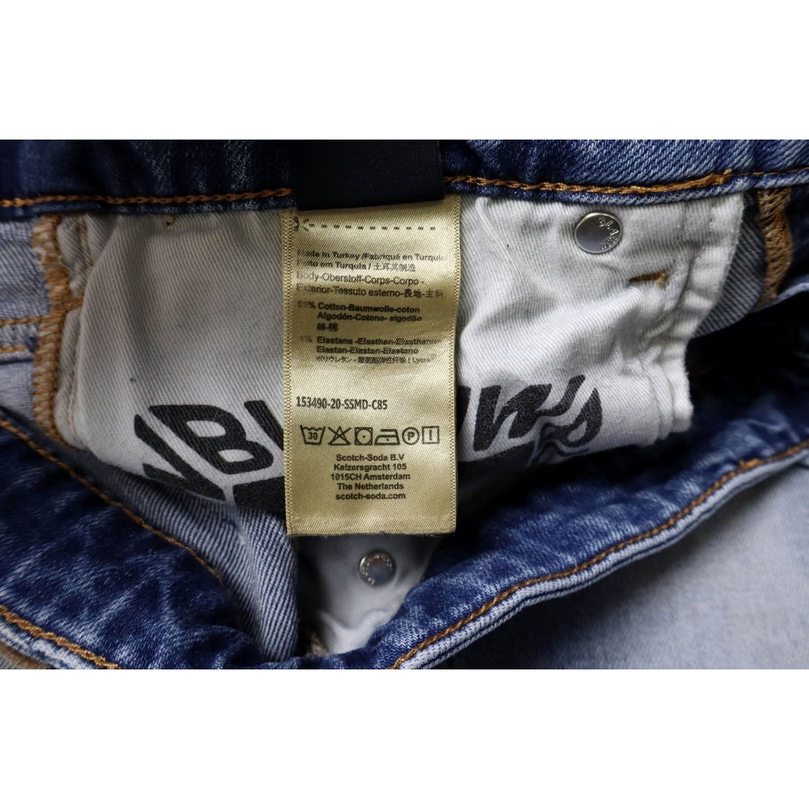 Scotch & Soda SCOTCH & SODA Skim Jeans Men's W29/L34 Slim Skinny Stretch Fade Whiskers Blue Jeans Size US 29 - 7 Thumbnail