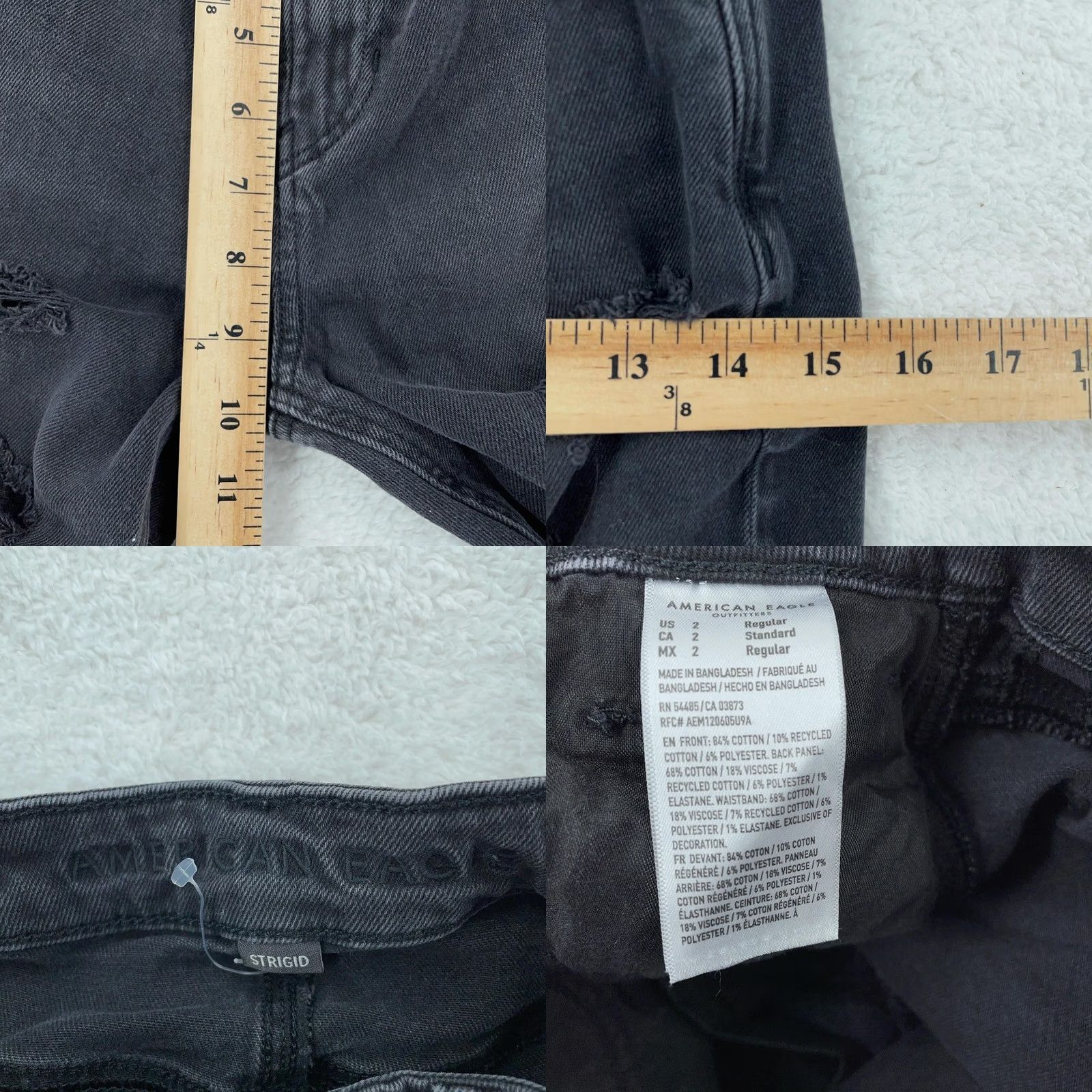 American Eagle Outfitters VINTAGE American Eagle Jeans Womens 2 Gray Distressed Skinny High Rise 27in Inseam Button Pocket Slim Stretch Denim Trouser Size 26" / US 2 / IT 38 - 9 Thumbnail