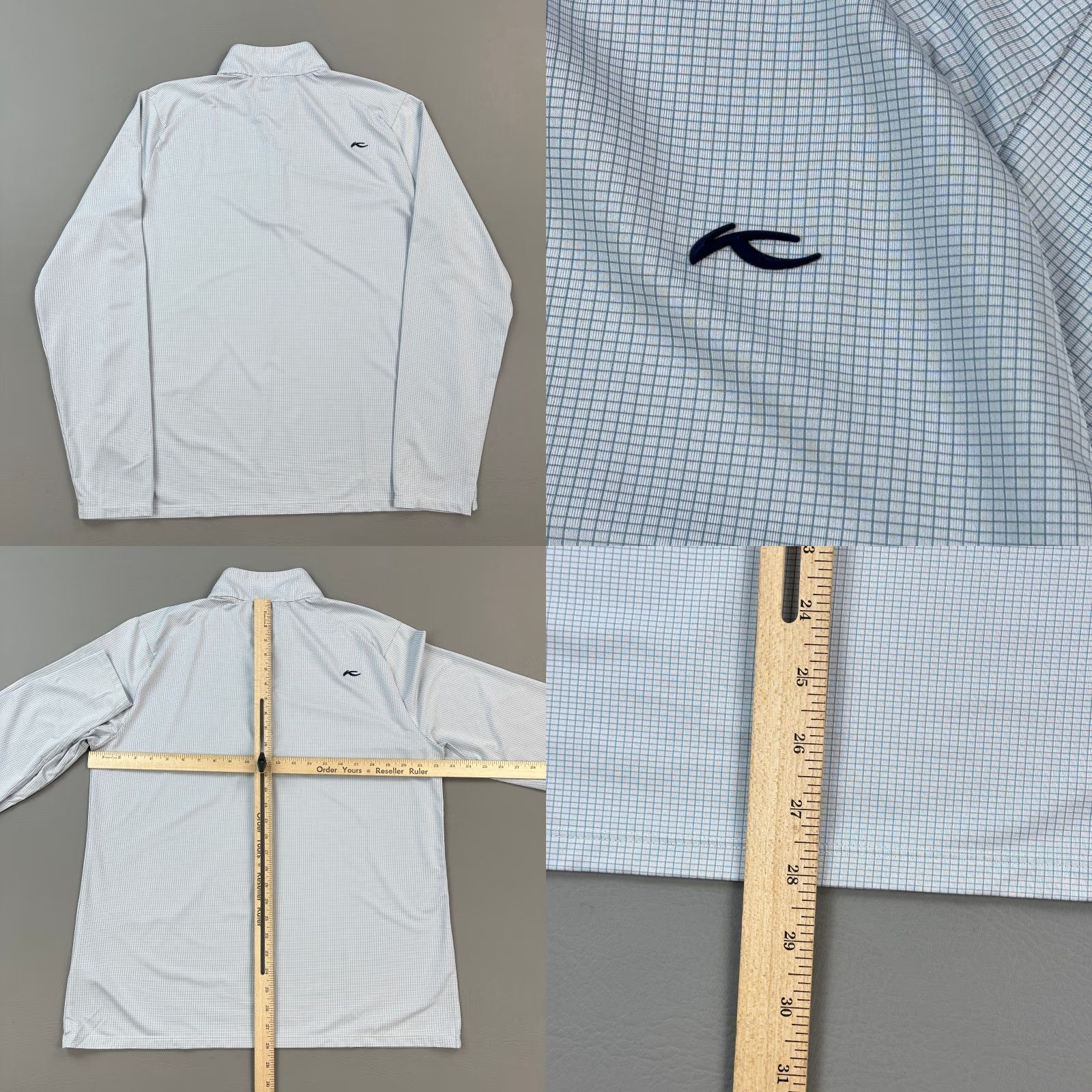KJUS KJUS Ashton Midlayer Pullover Mens XL Blue Micro Grid Performance 1/2 Zip Golf Shirt Size US XL / EU 56 / 4 - 8 Thumbnail