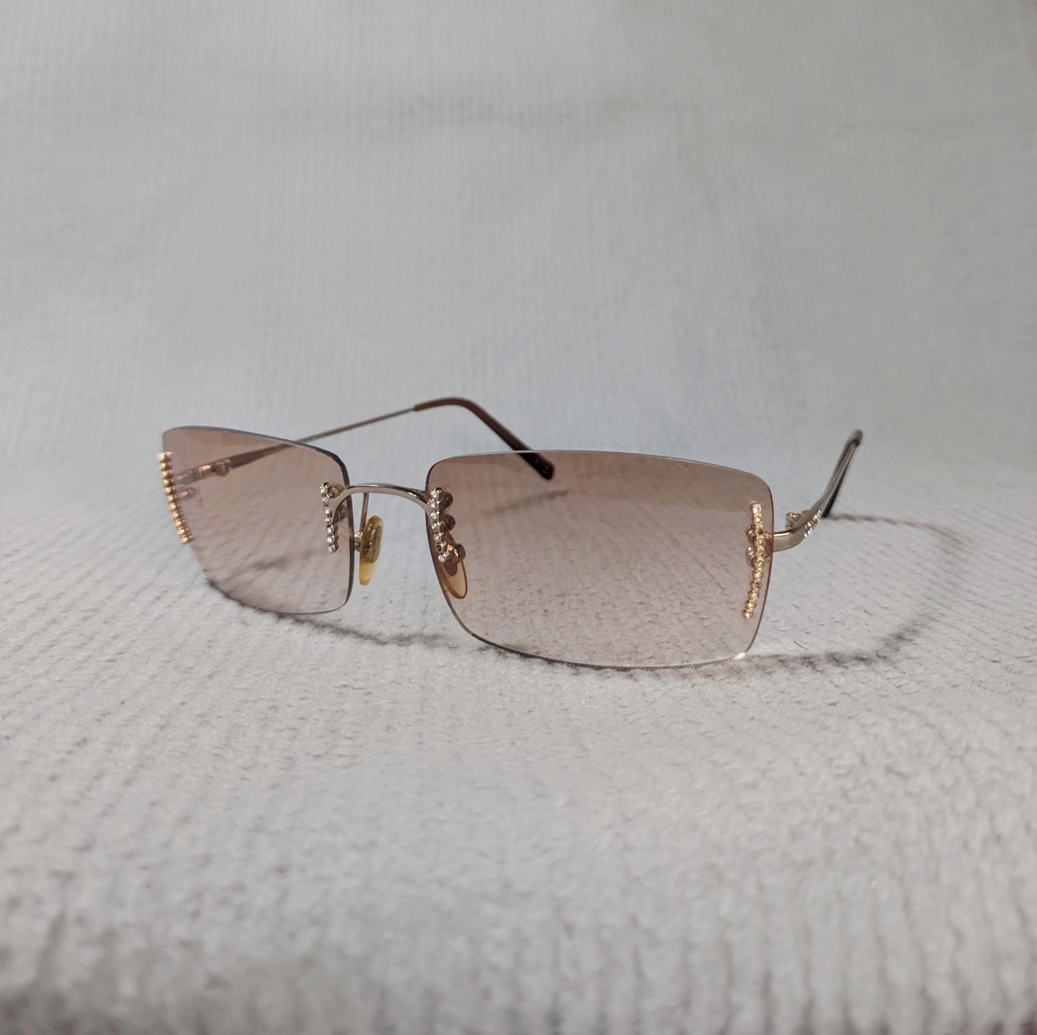 Ferragamo Brown & Silver Rimless Sunglasses Salvatore Ferragamo SF1047 511/61 Clear Silver Rimless  main image 4