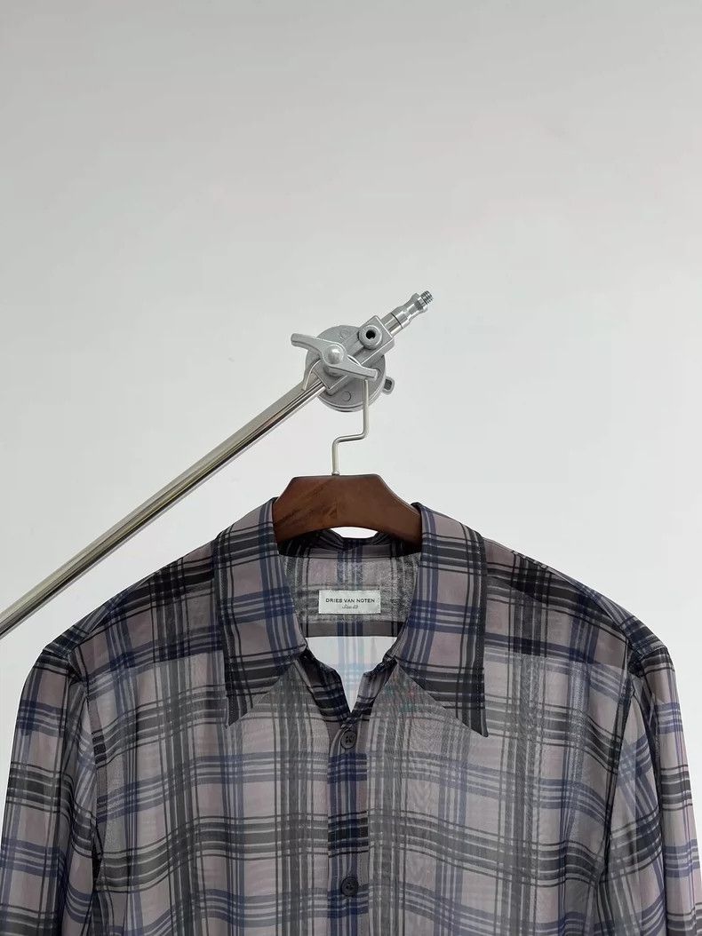 Dries Van Noten dries van noten Ultra-draped summer check thin shirt 2504-N Size US L / EU 52-54 / 3 - 3 Thumbnail