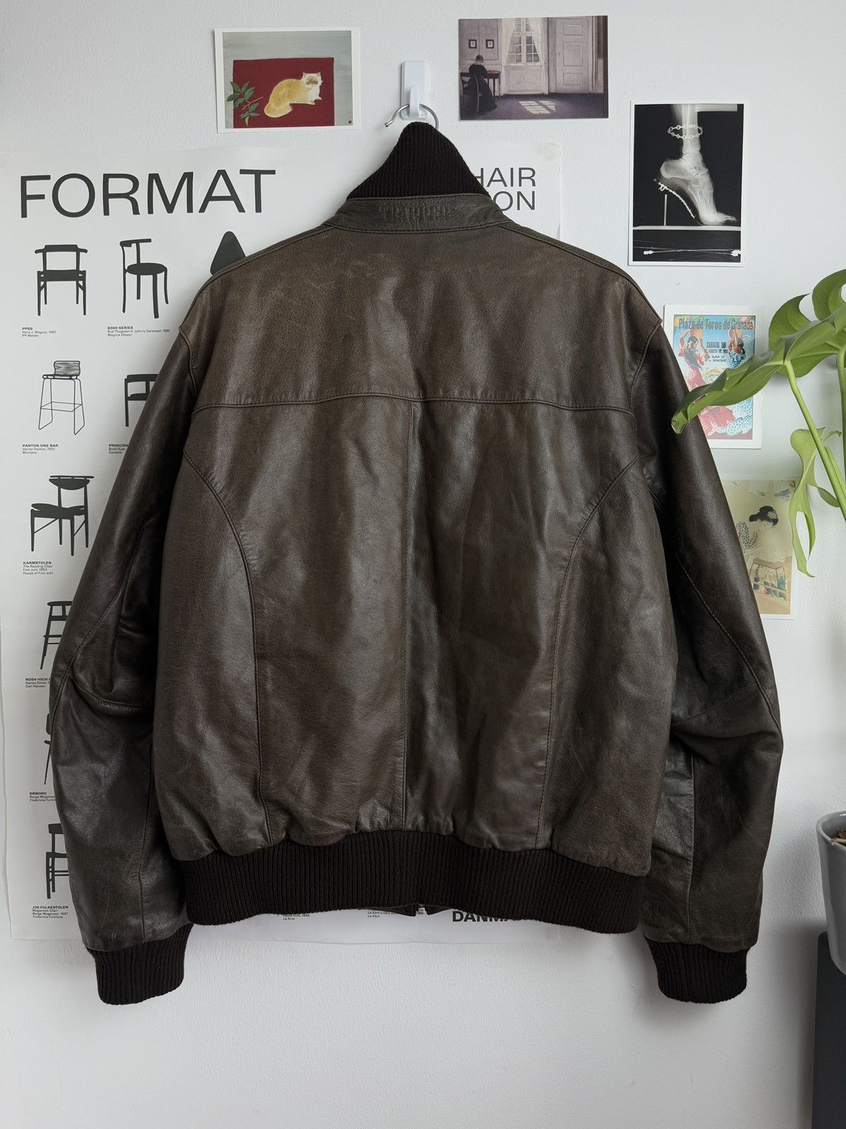 Vintage heavy boxy leather bomber jacket L archive army rare