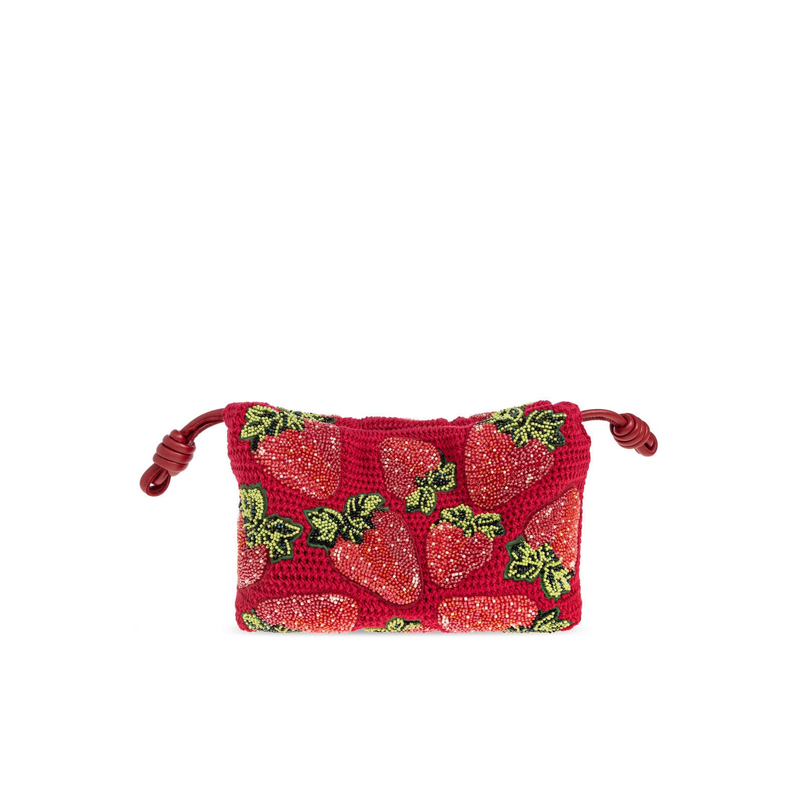 Loewe LOEWE Mini Flamenco $4300 Red Beaded Crochet Clutch Bag New Size ONE SIZE - 2 Thumbnail