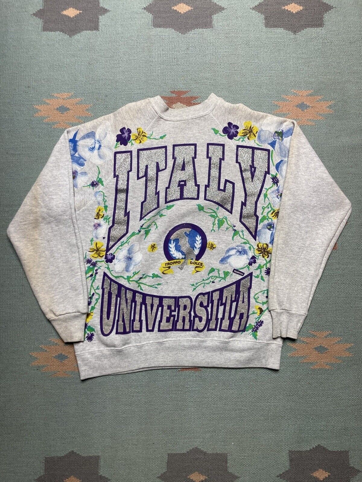 Vintage VTG 80s crewneck sweatshirt Italy universita glitter cute M Size US M / EU 48-50 / 2 - 1 Thumbnail