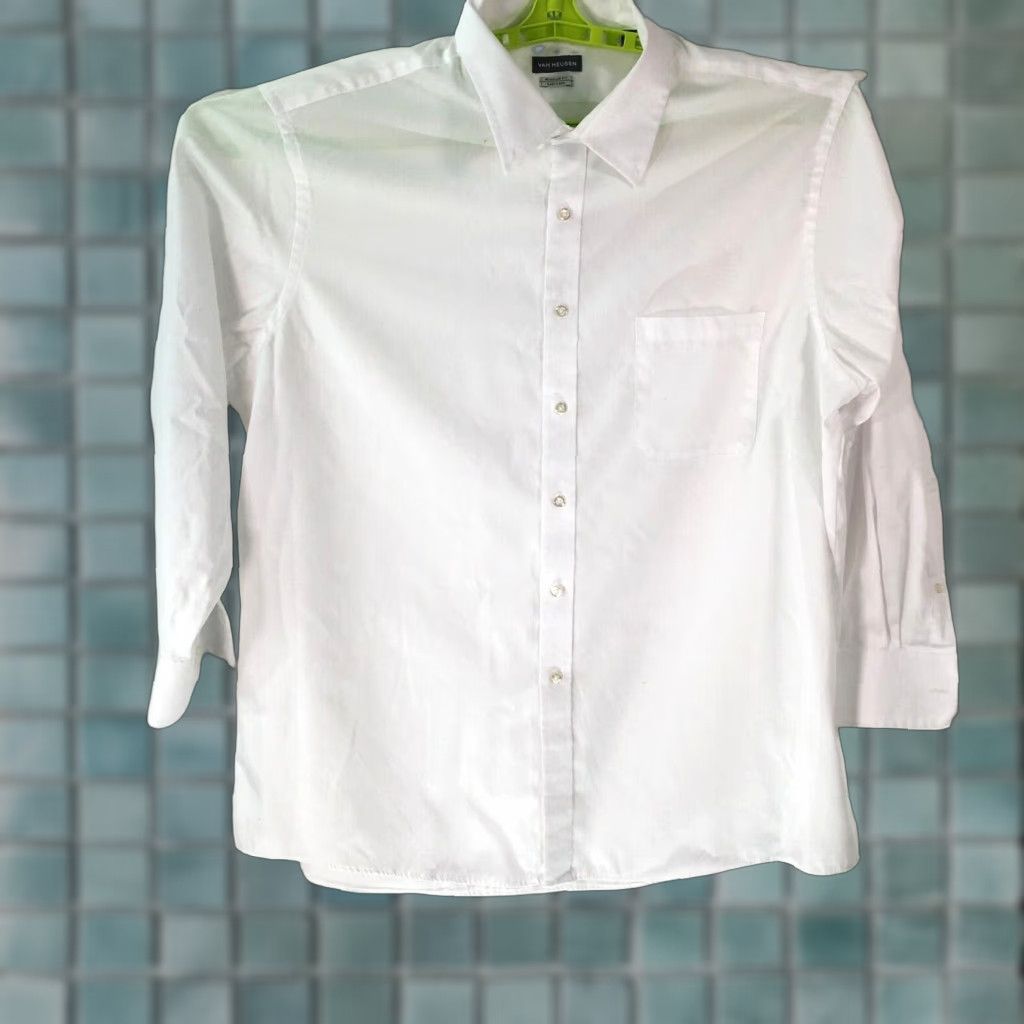 Van Heusen VINTAGE? No. Van Heusen Mens Dress Shirt White XL Regular Long Sleeve Button-Down - Collared, 100% Cotton/Blended, White, Classic Fit, Men's Shirt Size 46R - 1 Thumbnail